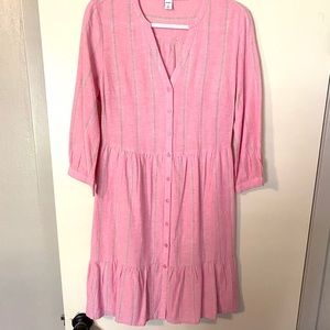 (NWT) Pink midi length button down dress